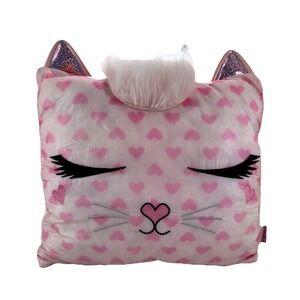 Miss‎ Gwen OMG Accessories Pink Cat Heart Print Plush Decorative Pillow 15x13